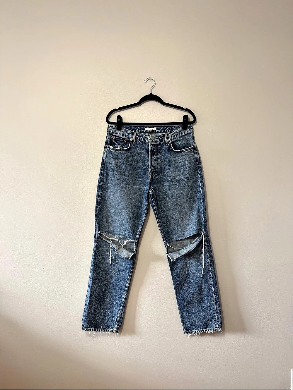 GRLFRND Karolina High Rise Straight Crop Jeans Waist 30 Blue